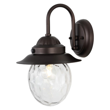 Rodanthe 8.25" Farmhouse Industrial Iron/Glass Outdoor LED Sconce - JONATHAN Y